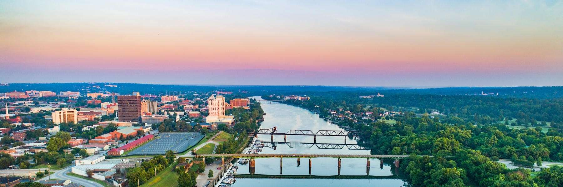 aerial view of augusta, ga, where you can receive dental implants